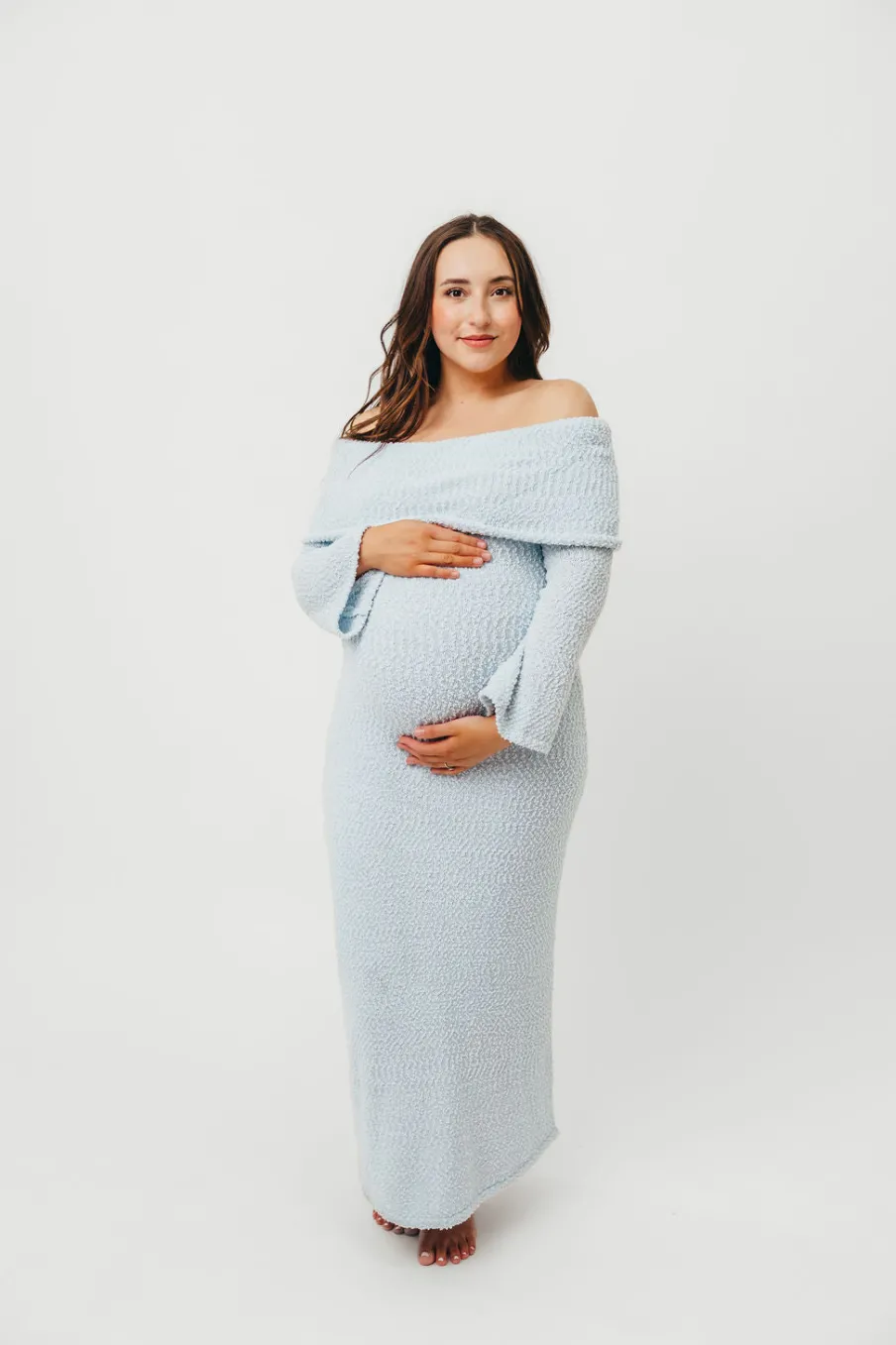 Sale Worth Collective Nora Knit Maxi Dress in Dusty Blue- Bump Friendly
