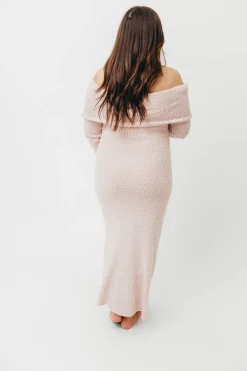 Fashion Worth Collective Nora Knit Maxi Dress in Dusty Pink- Bump Friendly