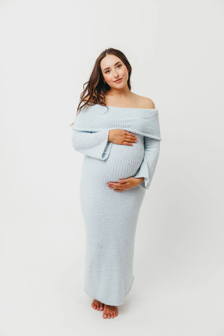 Sale Worth Collective Nora Knit Maxi Dress in Dusty Blue- Bump Friendly
