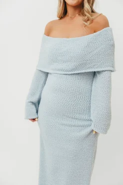 Sale Worth Collective Nora Knit Maxi Dress in Dusty Blue- Bump Friendly