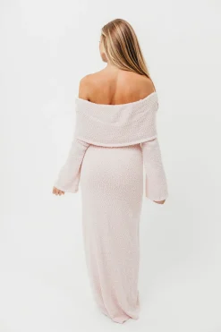 Fashion Worth Collective Nora Knit Maxi Dress in Dusty Pink- Bump Friendly