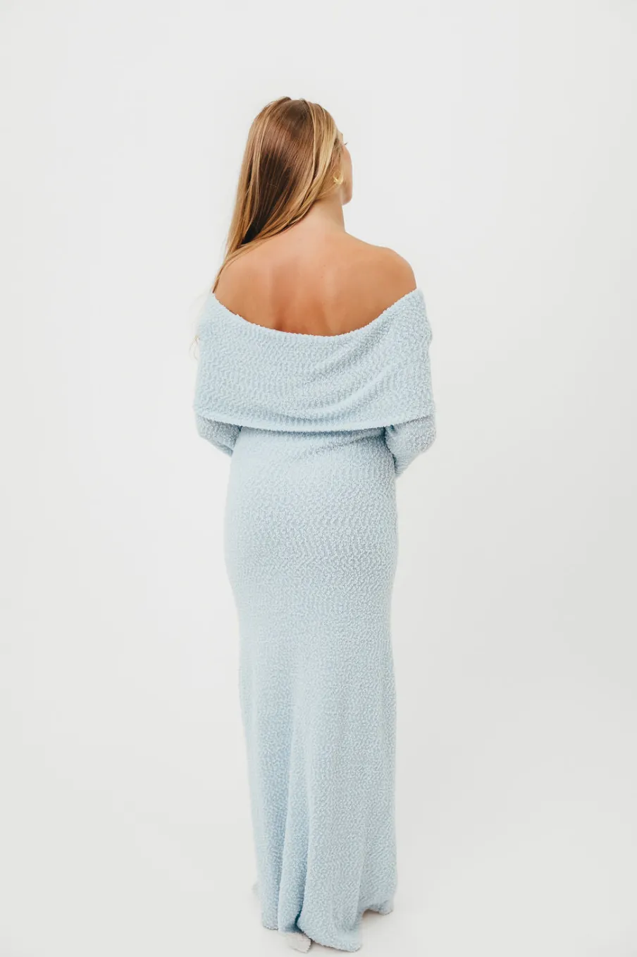 Sale Worth Collective Nora Knit Maxi Dress in Dusty Blue- Bump Friendly