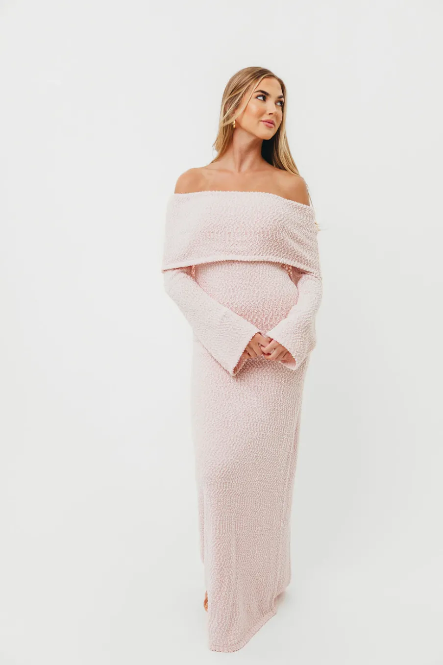 Fashion Worth Collective Nora Knit Maxi Dress in Dusty Pink- Bump Friendly