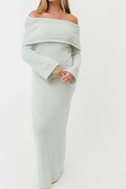 Fashion Worth Collective Nora Knit Maxi Dress in Seafoam- Bump Friendly