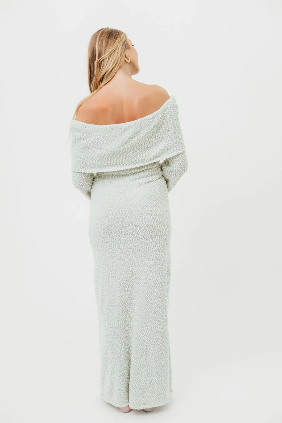 Fashion Worth Collective Nora Knit Maxi Dress in Seafoam- Bump Friendly