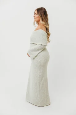 Fashion Worth Collective Nora Knit Maxi Dress in Seafoam- Bump Friendly