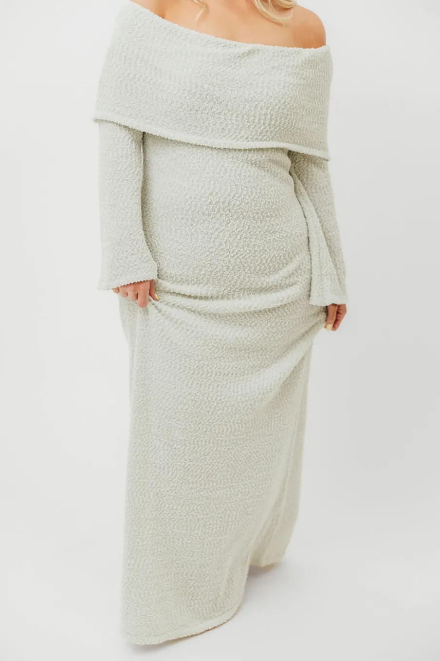 Fashion Worth Collective Nora Knit Maxi Dress in Seafoam- Bump Friendly