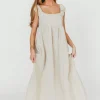 New Worth Collective Novella 100% Linen Maxi Dress in Linen - Bump Friendly