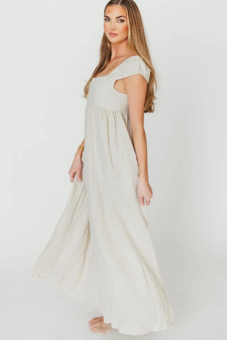 New Worth Collective Novella 100% Linen Maxi Dress in Linen - Bump Friendly
