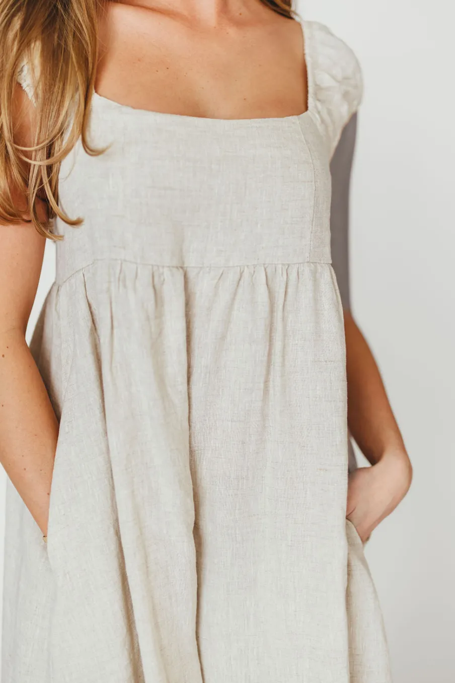 New Worth Collective Novella 100% Linen Maxi Dress in Linen - Bump Friendly