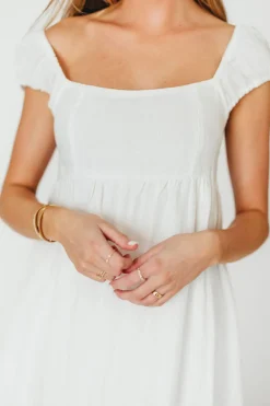 Fashion Worth Collective Novella 100% Linen Maxi Dress in Off-White - Bump Friendly