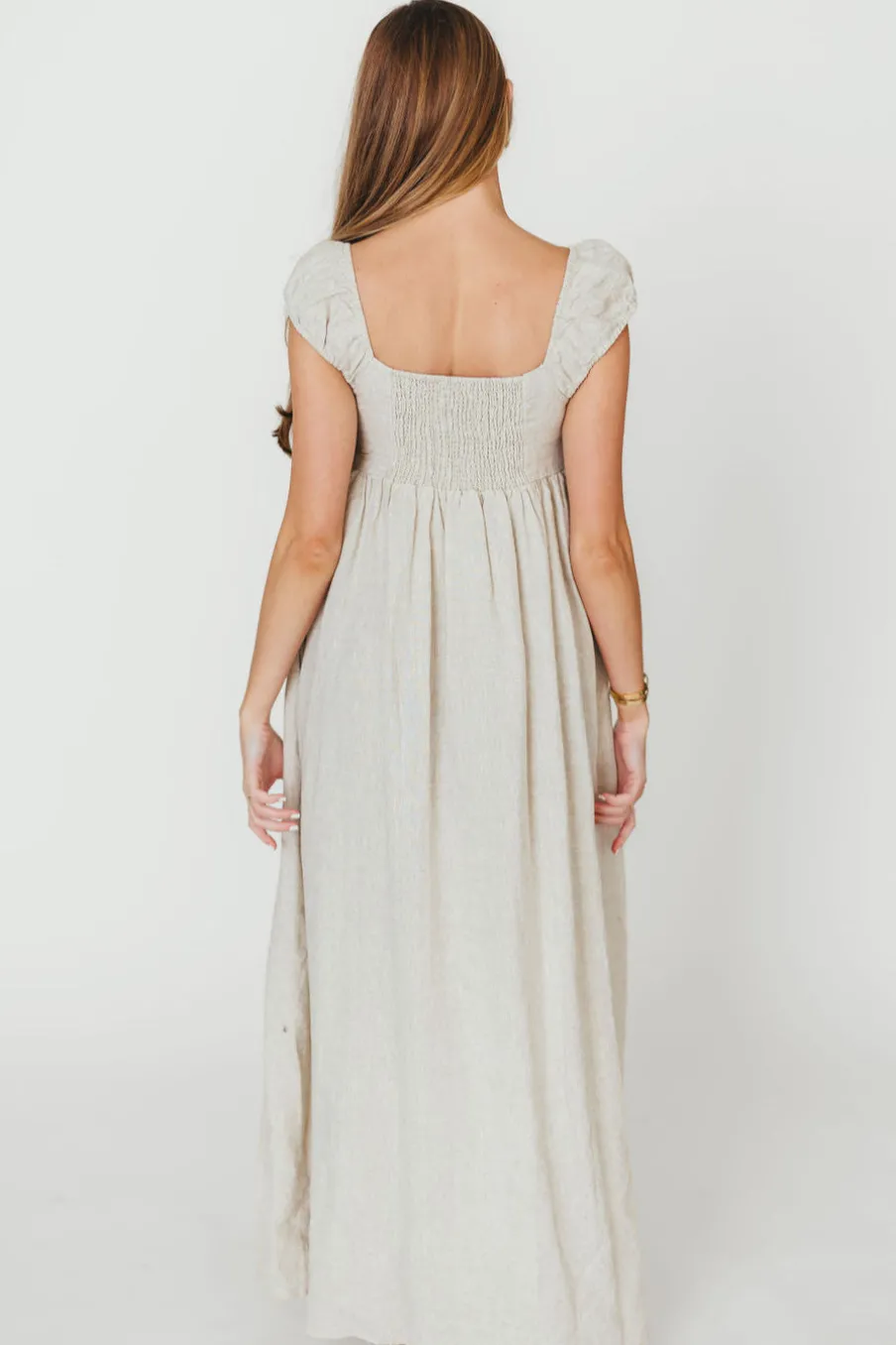 New Worth Collective Novella 100% Linen Maxi Dress in Linen - Bump Friendly