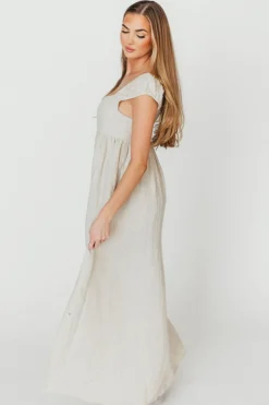 New Worth Collective Novella 100% Linen Maxi Dress in Linen - Bump Friendly