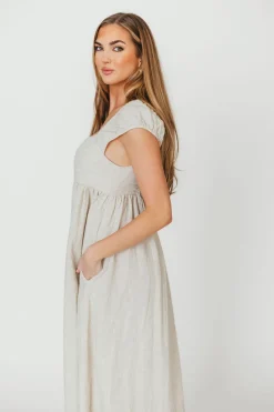 New Worth Collective Novella 100% Linen Maxi Dress in Linen - Bump Friendly