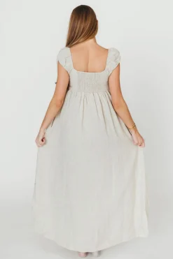 New Worth Collective Novella 100% Linen Maxi Dress in Linen - Bump Friendly