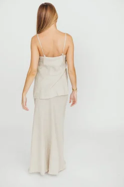 Sale Worth Collective Novella 100% Linen Woven Maxi Skirt in Linen