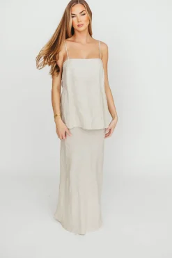 Sale Worth Collective Novella 100% Linen Woven Maxi Skirt in Linen