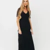 Online Worth Collective Oakley Ribbed Maxi Dress in Black - Bump Friendly