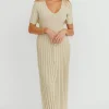 New Worth Collective Oakley Ribbed Maxi Dress in Dusty Lime - Bump Friendly