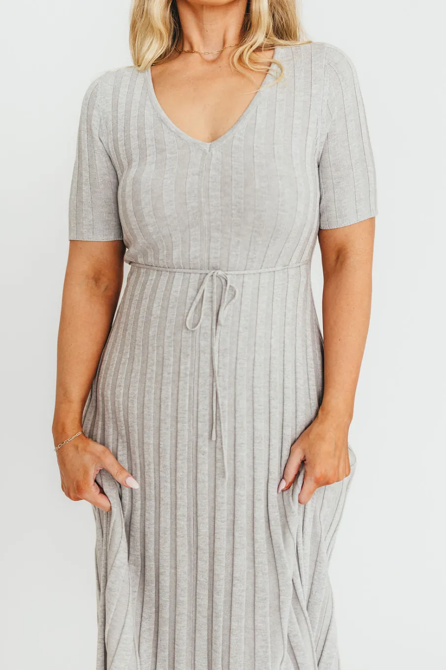 Best Worth Collective Oakley Ribbed Maxi Dress in Heather Grey -Bump Friendly