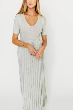 Best Worth Collective Oakley Ribbed Maxi Dress in Heather Grey -Bump Friendly