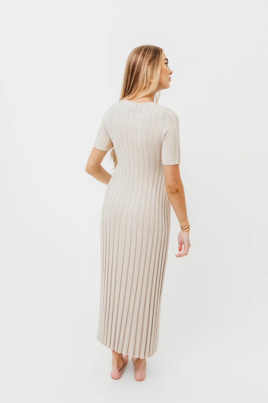 Sale Worth Collective Oakley Ribbed Maxi Dress in Dusty Taupe - Bump Friendly