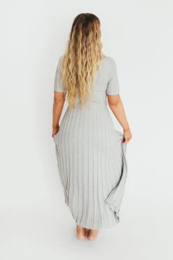 Best Worth Collective Oakley Ribbed Maxi Dress in Heather Grey -Bump Friendly