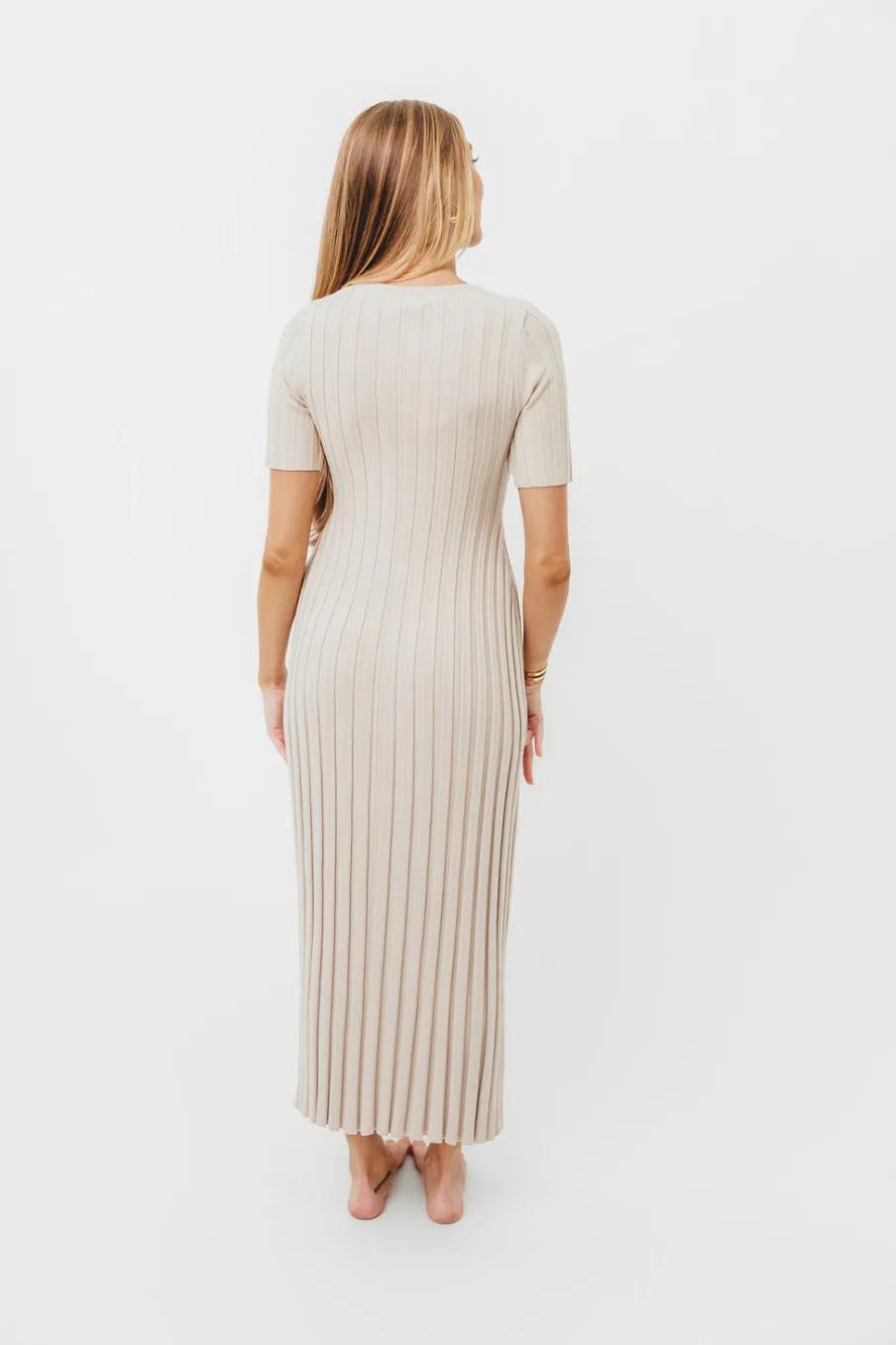 Sale Worth Collective Oakley Ribbed Maxi Dress in Dusty Taupe - Bump Friendly