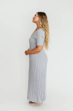 Sale Worth Collective Oakley Ribbed Maxi Dress in Light Blue - Bump Friendly