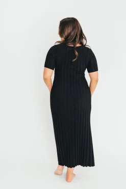 Online Worth Collective Oakley Ribbed Maxi Dress in Black - Bump Friendly