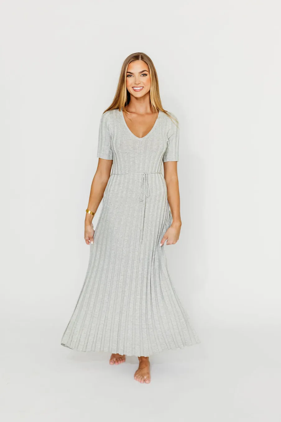 Best Worth Collective Oakley Ribbed Maxi Dress in Heather Grey -Bump Friendly