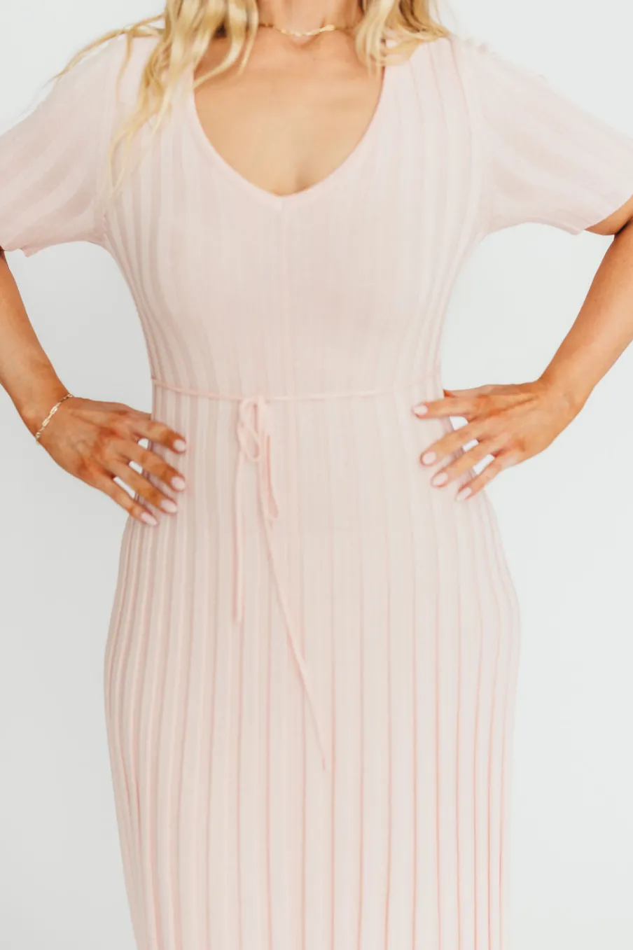 Fashion Worth Collective Oakley Ribbed Maxi Dress in Light Pink - Bump Friendly