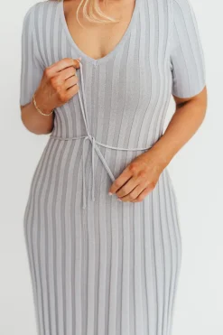 Sale Worth Collective Oakley Ribbed Maxi Dress in Light Blue - Bump Friendly