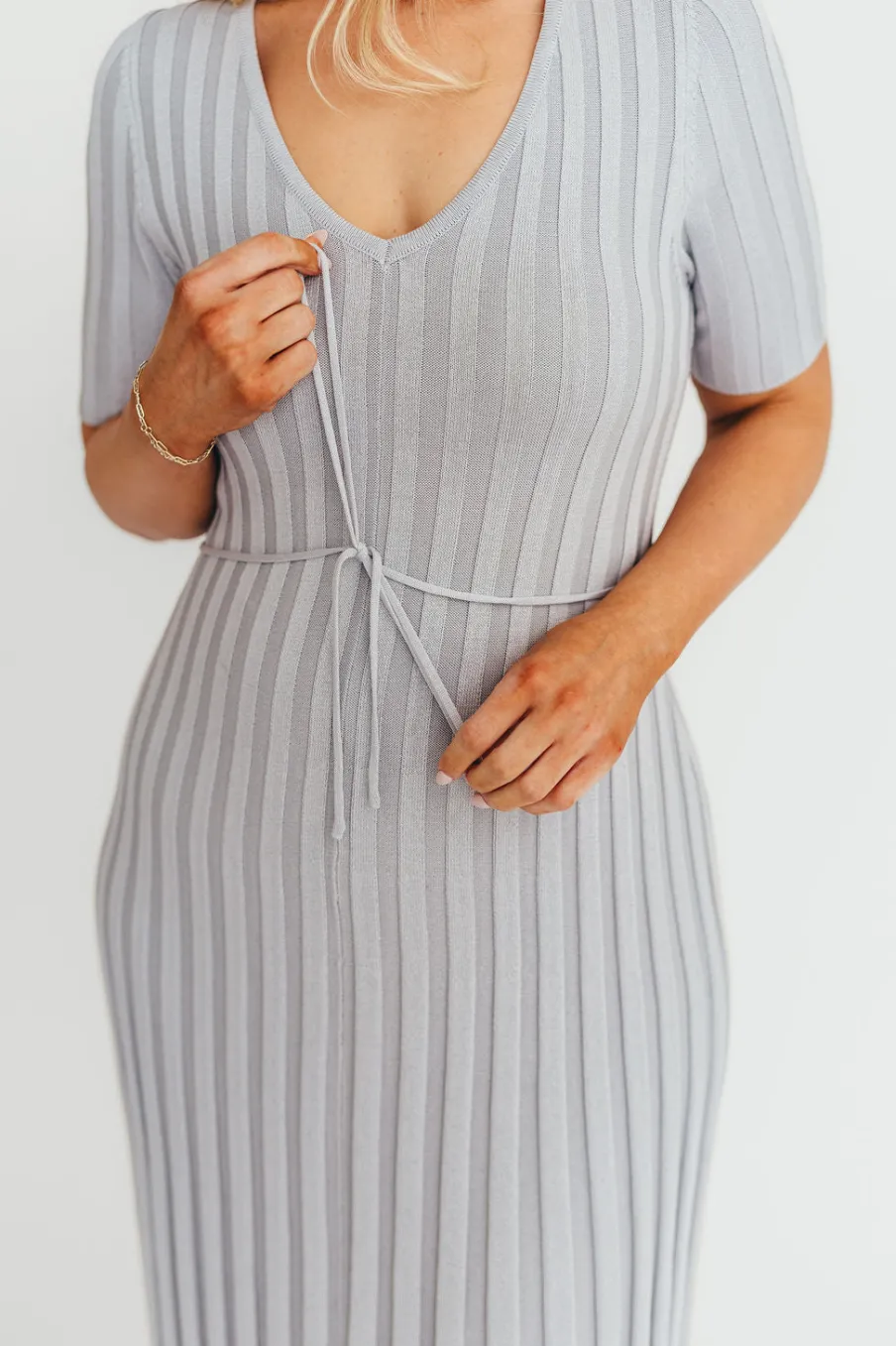 Sale Worth Collective Oakley Ribbed Maxi Dress in Light Blue - Bump Friendly