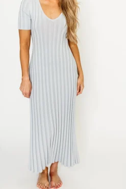 Sale Worth Collective Oakley Ribbed Maxi Dress in Light Blue - Bump Friendly