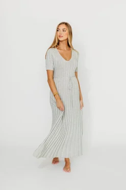 Best Worth Collective Oakley Ribbed Maxi Dress in Heather Grey -Bump Friendly