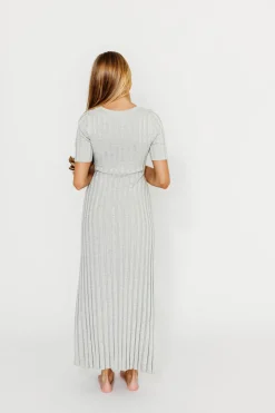 Best Worth Collective Oakley Ribbed Maxi Dress in Heather Grey -Bump Friendly