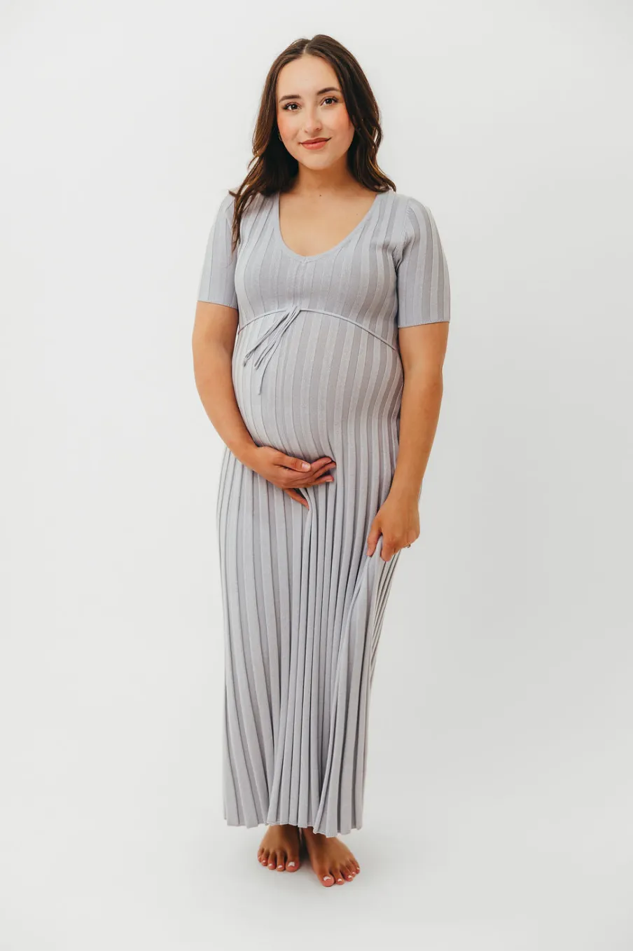 Sale Worth Collective Oakley Ribbed Maxi Dress in Light Blue - Bump Friendly