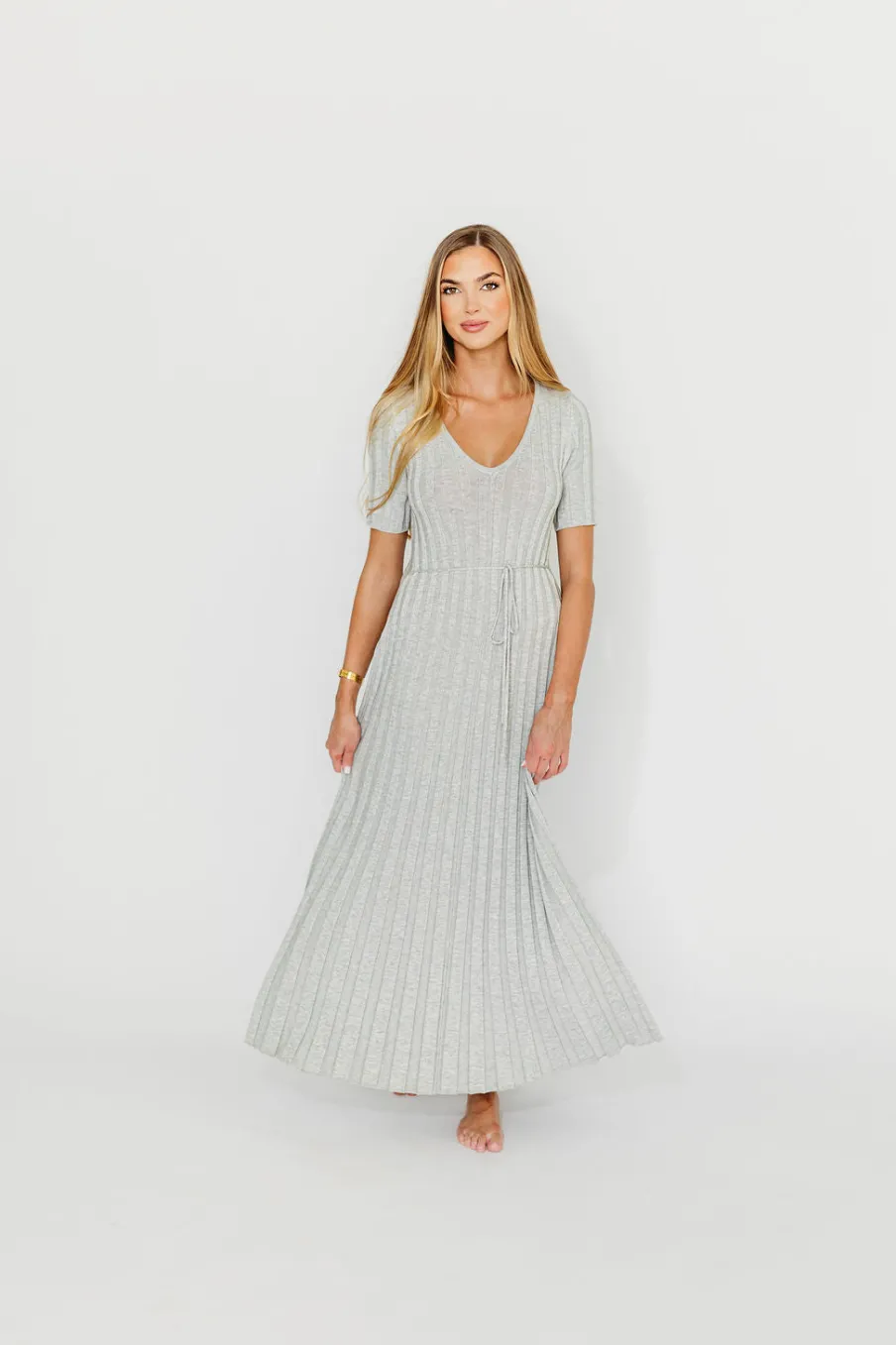 Best Worth Collective Oakley Ribbed Maxi Dress in Heather Grey -Bump Friendly