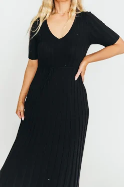 Online Worth Collective Oakley Ribbed Maxi Dress in Black - Bump Friendly