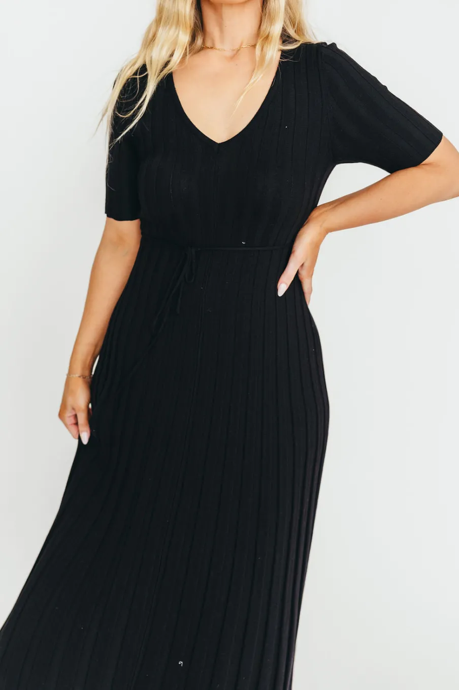 Online Worth Collective Oakley Ribbed Maxi Dress in Black - Bump Friendly