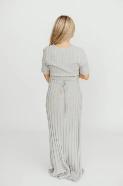 Best Worth Collective Oakley Ribbed Maxi Dress in Heather Grey -Bump Friendly