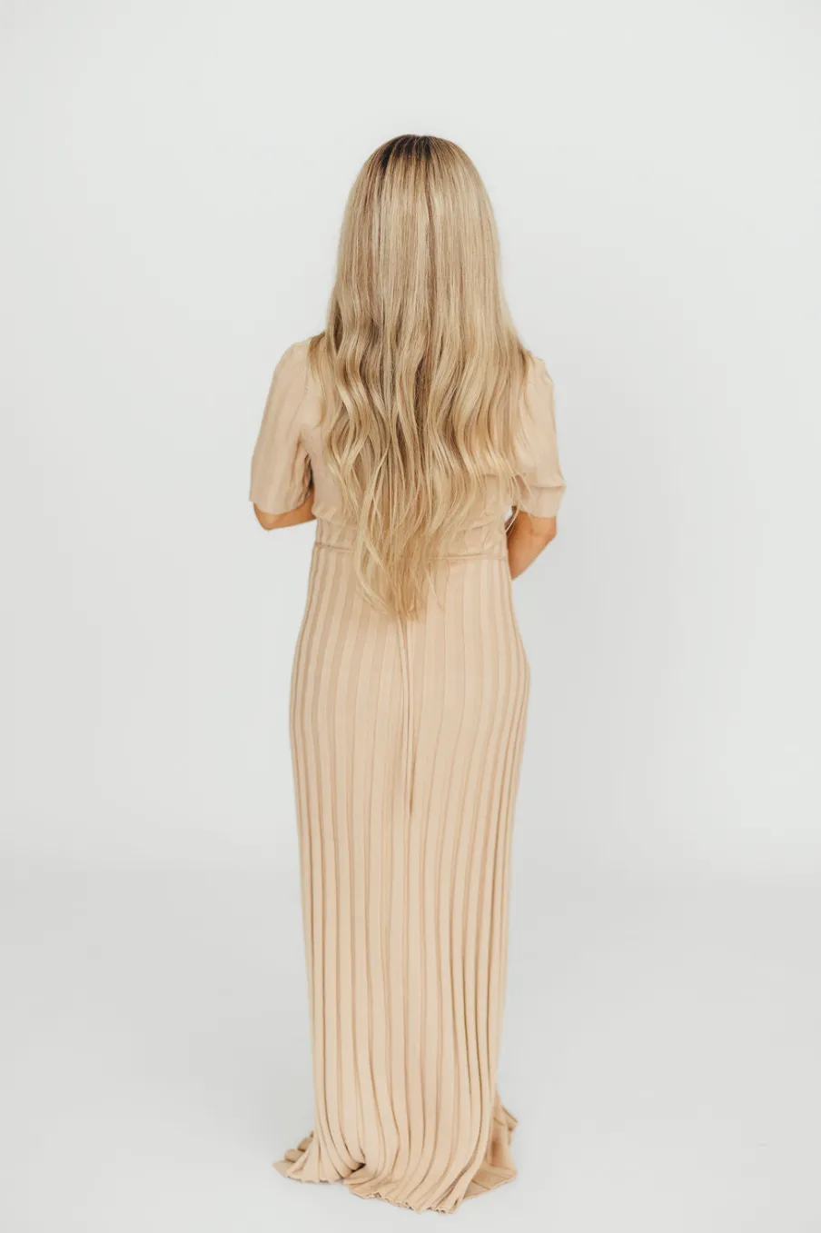Online Worth Collective Oakley Ribbed Maxi Dress in Taupe - Bump Friendly