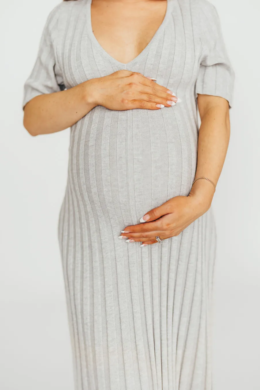 Best Worth Collective Oakley Ribbed Maxi Dress in Heather Grey -Bump Friendly