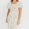 Clearance Worth Collective Paisley Smocked Midi Dress in Multi Floral