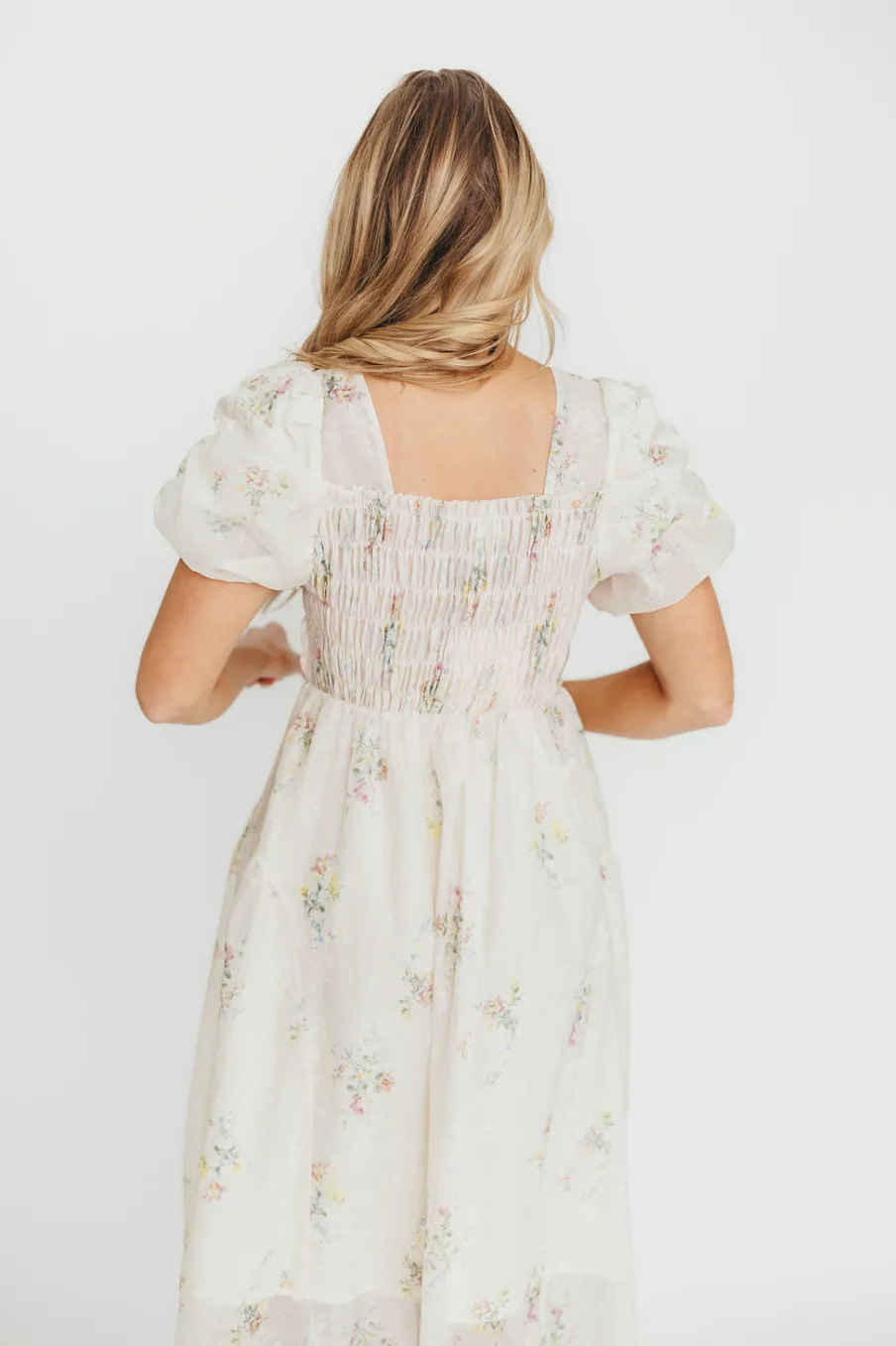 Clearance Worth Collective Paisley Smocked Midi Dress in Multi Floral
