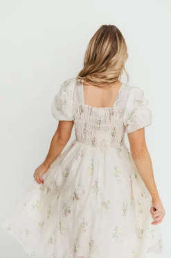 Clearance Worth Collective Paisley Smocked Midi Dress in Multi Floral
