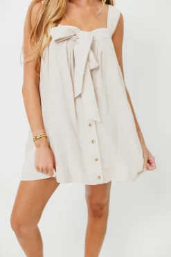 Sale Worth Collective Palermo 100% Cotton Mini Dress in Cream