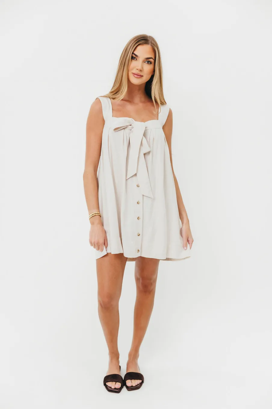 Sale Worth Collective Palermo 100% Cotton Mini Dress in Cream
