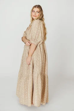 Online Worth Collective Peyton 100% Cotton Maxi Dress in Mocha Floral - Bump Friendly (XS-XL)